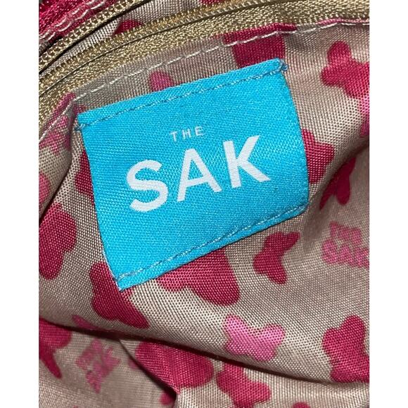 The SAK Pink Knit and Orange Strap 13" Shoulder Hobo Bag Y2K - Picture 9 of 11